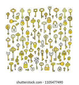 Keys collection, sketch for your design