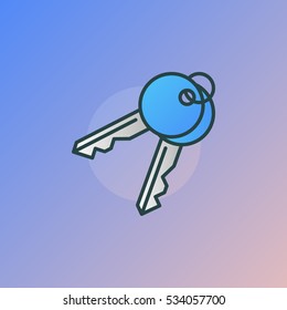 Keys colorful vector icon. House door key pair colored symbol or logo element