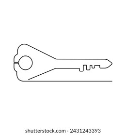 Keys continuous one line drawing of vector art.