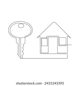 Keys continuous one line drawing of vector art.