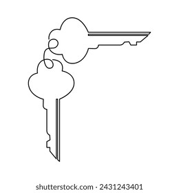 Keys continuous one line drawing of vector art.