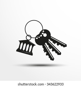 Keys with a decorative trinket. Vector illustration.