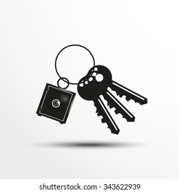 Keys with a decorative trinket. Vector illustration.