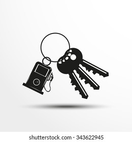 Keys with a decorative trinket. Vector illustration.