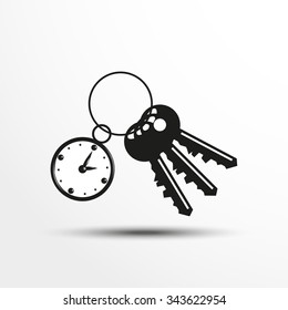 Keys with a decorative trinket. Vector illustration.