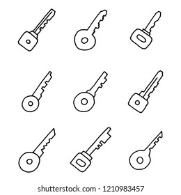 keys for door lock icons set. hand drawings objects in isolation.