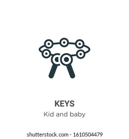 Keys glyph icon vector on white background. Flat vector keys icon symbol sign from modern kid and baby collection for mobile concept and web apps design.