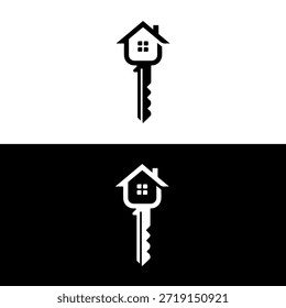 Keys and house logo template. Real estate and sale property vector design.
