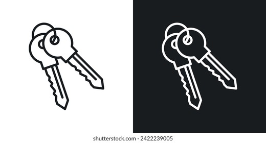 Icono de teclas diseñado en un estilo de línea sobre fondo blanco.