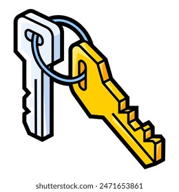 Icono de teclas en estilo isométrico. Imagen para Sitio web, App, logotipo, diseño de interfaz de usuario.