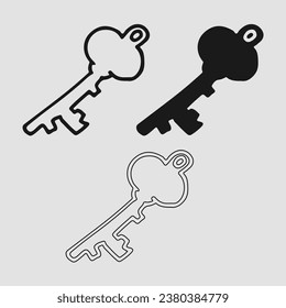 Keys Icon, Keyline icon in neomorphic design style. Opener signs vector illustration. Safety, security, protection thin line icons. The icon iin trendy outline style design. protection thin line icon