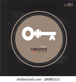 Keys Icon.key icon on chalkboard.vector illustration.