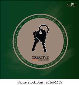 Keys Icon.key icon on chalkboard.vector illustration.