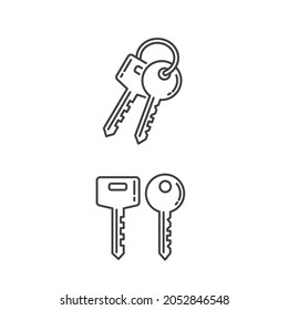 Keys icon on white background, line style, vector.