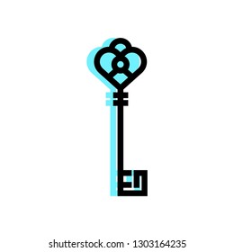 Keys icon, safe and protection sign - Linear fill vector icon