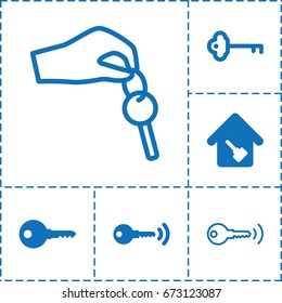 Keys icon. set of 6 keys filled and outline icons such as home key, key