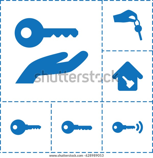 Keys icon.\
set of 6 keys filled icons such as\
key