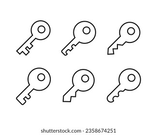 Icono de teclas, cerradura y puerta de apertura, botón de iconos de la tecla de la puerta de bloqueo y desbloqueo, vector, signo, símbolo, logotipo, ilustración, trazo editable, estilo de diseño aislado en pictograma lineal blanco
