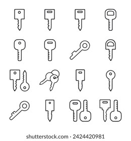 Keys icon set isolated on white