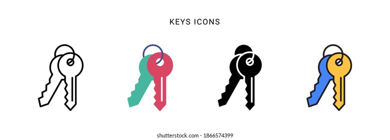 keys icon vector with different style design. isolated on white background