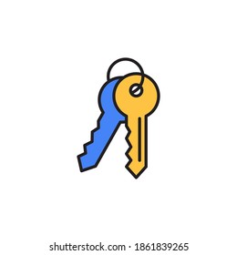 keys icon vector filled outline. colored tool icon. isolated on white background