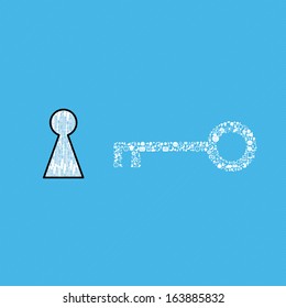 a keys with icons of business as a background, business success concept 