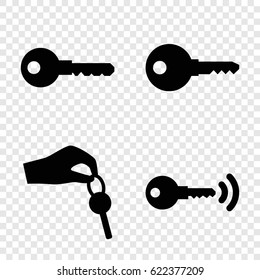 Keys icons set. set of 4 keys filled icons such as key