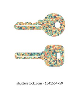 keys icons set. Colored mosaic with polygons