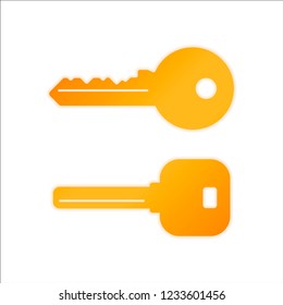 keys icons set. Orange sign with low light on white background