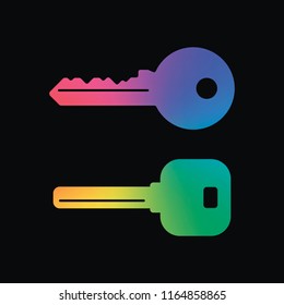 keys icons set. Rainbow color and dark background