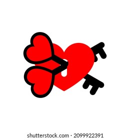 Keys inside a red heart. Vector illustration.