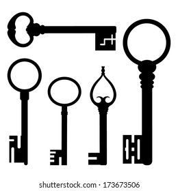 keys isolated vector symbol set element silhouette hardware design object 