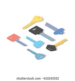 Keys isometric concept vector illustration