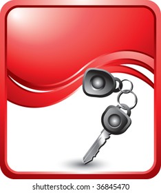 keys and keychain glossy template colored red