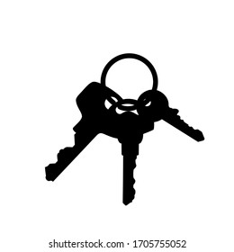 Keys with keychain icon. logo, banner. Silhouette vector design. Illustration vector style. 