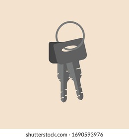 Teclas con cadena de claves. Ilustración vectorial. Icono de las llaves de las puertas o de los camiones. 