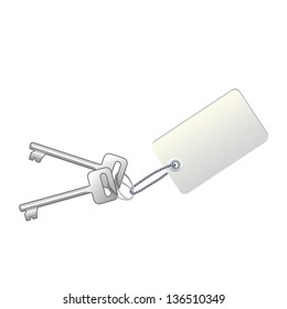 Keys with label on white background