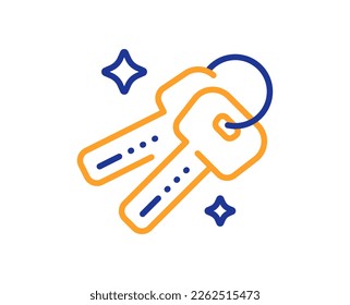 Keys line icon. Door access lock sign. Buy new house symbol. Colorful thin line outline concept. Linear style keys icon. Editable stroke. Vector