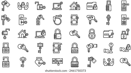 Keys And Locks Icons collection is a vector illustration with editable stroke.