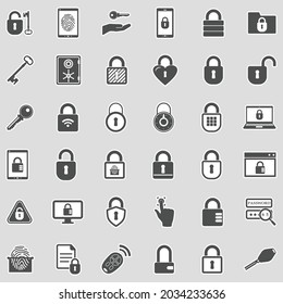 Keys And Locks Icons. Sticker Design. Vector Illustration.