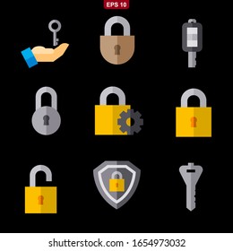 Keys Locks set icon stock vector illustration