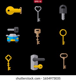 Keys Locks set icon stock vector illustration