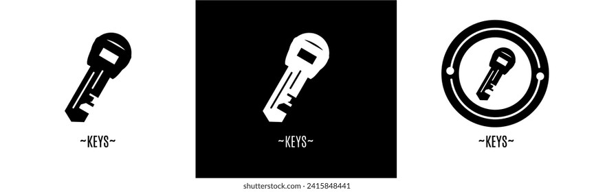 Conjunto de símbolos de teclas. Colección de logotipos en blanco y negro. Vector de material.