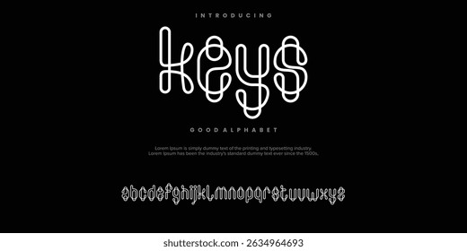 KEYS monoline abstract minimal modern alphabet fonts. Typography technology vector illustration