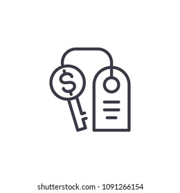 Keys to the office linear icon concept. Keys to the office line vector sign, symbol, illustration.
