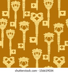 Keys on brown  background