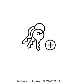 Llaves en una cadena y más. Acceda al Actualizar, agregando Contraseñas e información de Inicio de sesión. Icono de Vector de trazo perfecto y editable