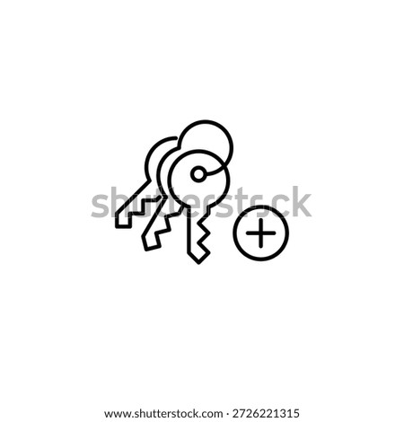 Keys on a chain and plus. Access update, adding passwords and login information. Pixel perfect, editable stroke vector icon