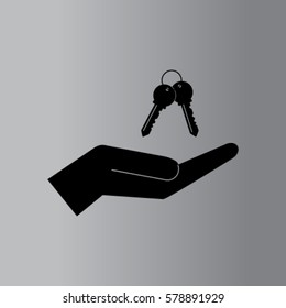 Keys on the hand icon, password vector illustration