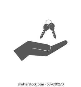 Keys on the hand icon, password vector illustration